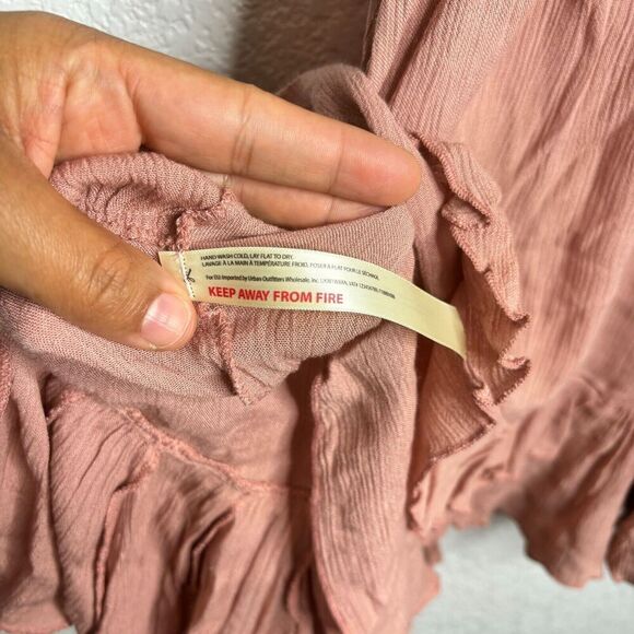 Free People One Movement Rose Pink Adella Lace Ruffle Tiered Slip Dress SMall - Picture 10 of 13